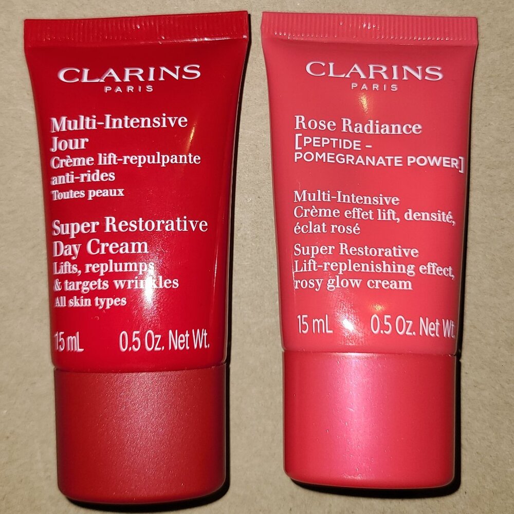 CLARINS  1oz Super Restorative Day + Rose Radiance Peptide Creams